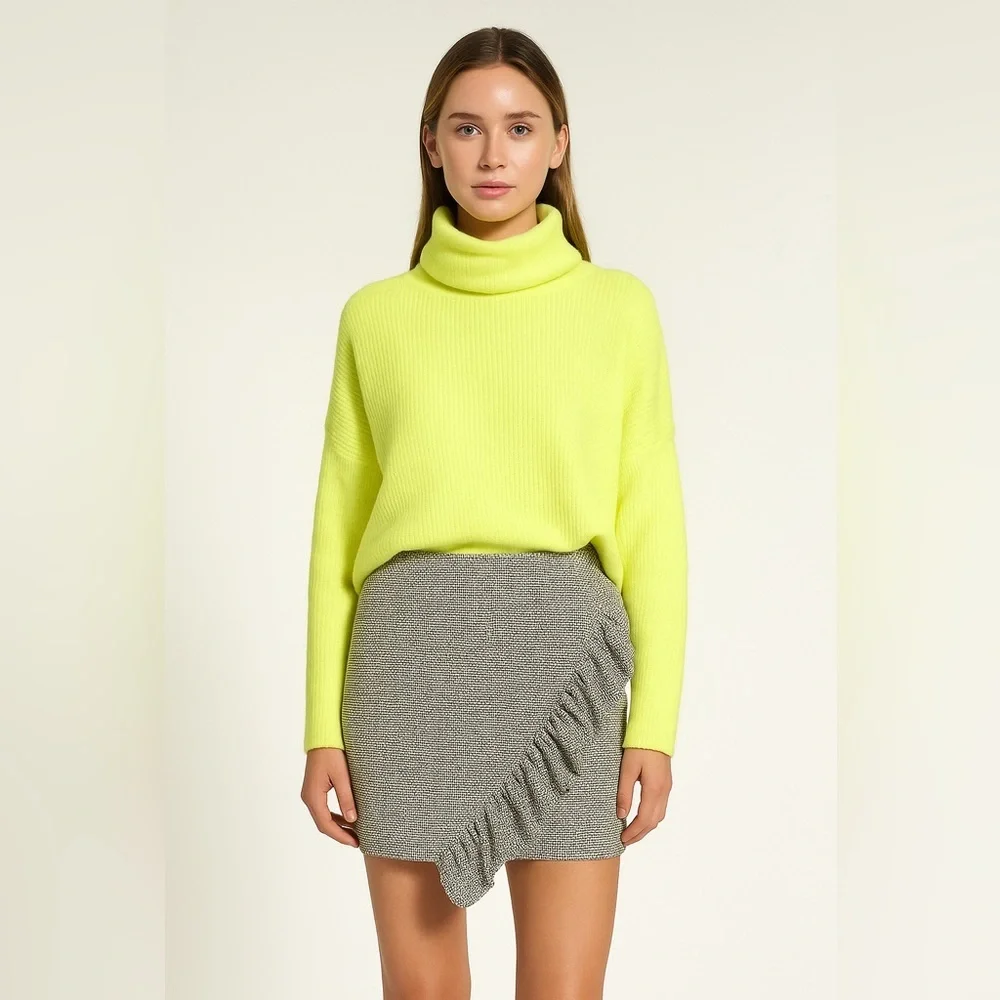 Dreamers Neon Yellow Turtleneck Sweater - Picture 1 of 8